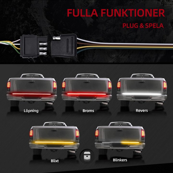 "LED ljusstång med rödlinje, stark ljusstyrka, trippel LED, för bilar, trucks & SUV:er, vattentätt silikonhölje."