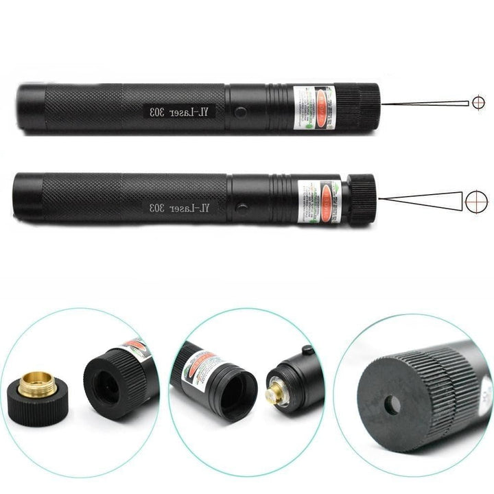 "Ljusgrön kraftfull Laserpekare 303 med robust design och lång räckvidd för presentationer och stjärnskådning."