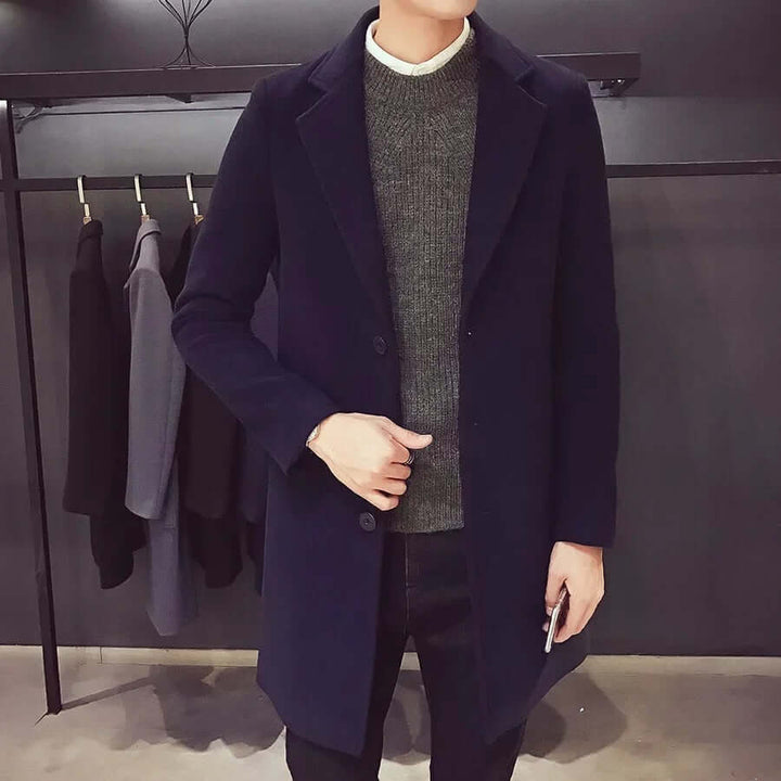 Long Slim Fit Business Coat för Män - Stil, Funktion och Komfort - Glowseva