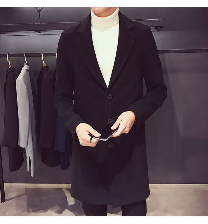 Long Slim Fit Business Coat för Män - Stil, Funktion och Komfort - Glowseva