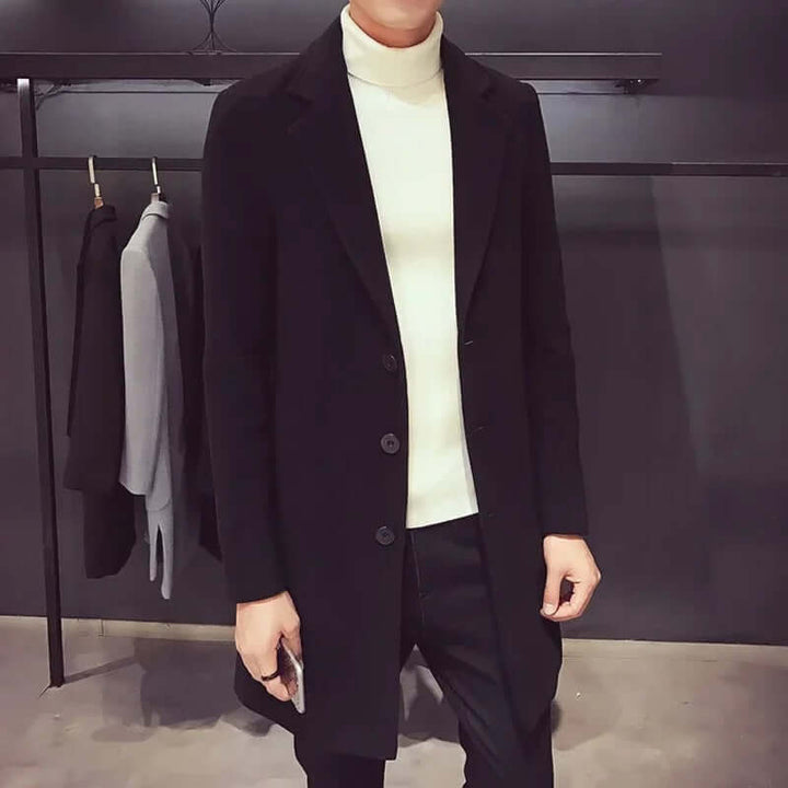Long Slim Fit Business Coat för Män - Stil, Funktion och Komfort - Glowseva