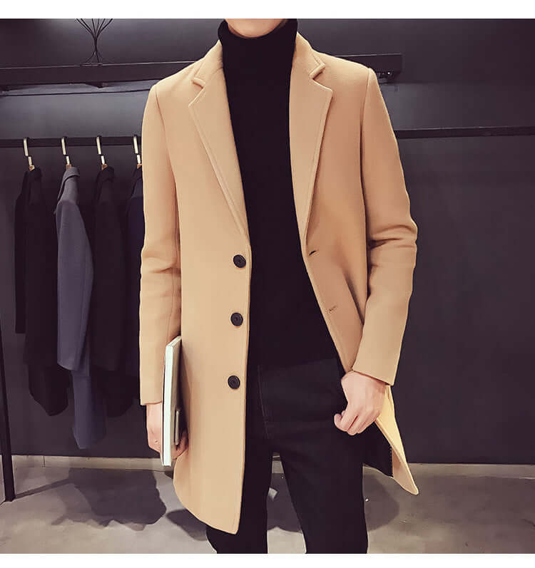 Long Slim Fit Business Coat för Män - Stil, Funktion och Komfort - Glowseva