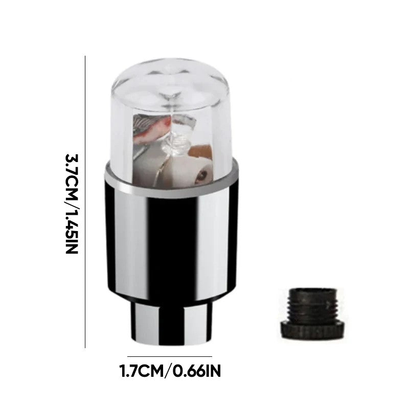 "Lysande LED-belysning för däckventiler i blå, röd, grön och flerfärgad; förbättrar stil och säkerhet."