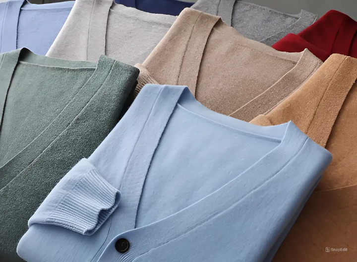 "Lyxig kaschmirkofta i elegant design, beige färg med klassisk knappknäppning, perfekt för stil och komfort."