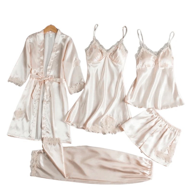 Lyxigt 5 - i - 1 satin nattklädesset - Glowseva