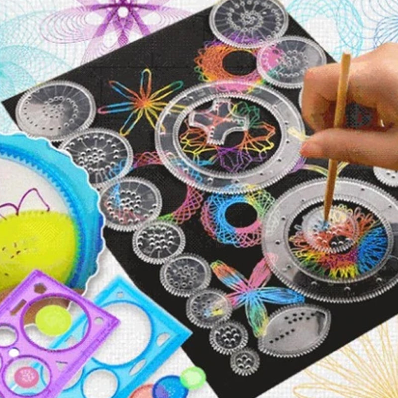 Magisk blomsterlinjal för barn, vit plast, 22 delar för kreativa ritarbeten, främjar fantasi och kognitiv utveckling.