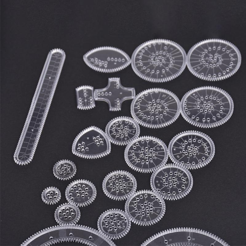 Magisk blomsterlinjal för barn, vit plast, 22 delar för kreativa ritarbeten, främjar fantasi och kognitiv utveckling.