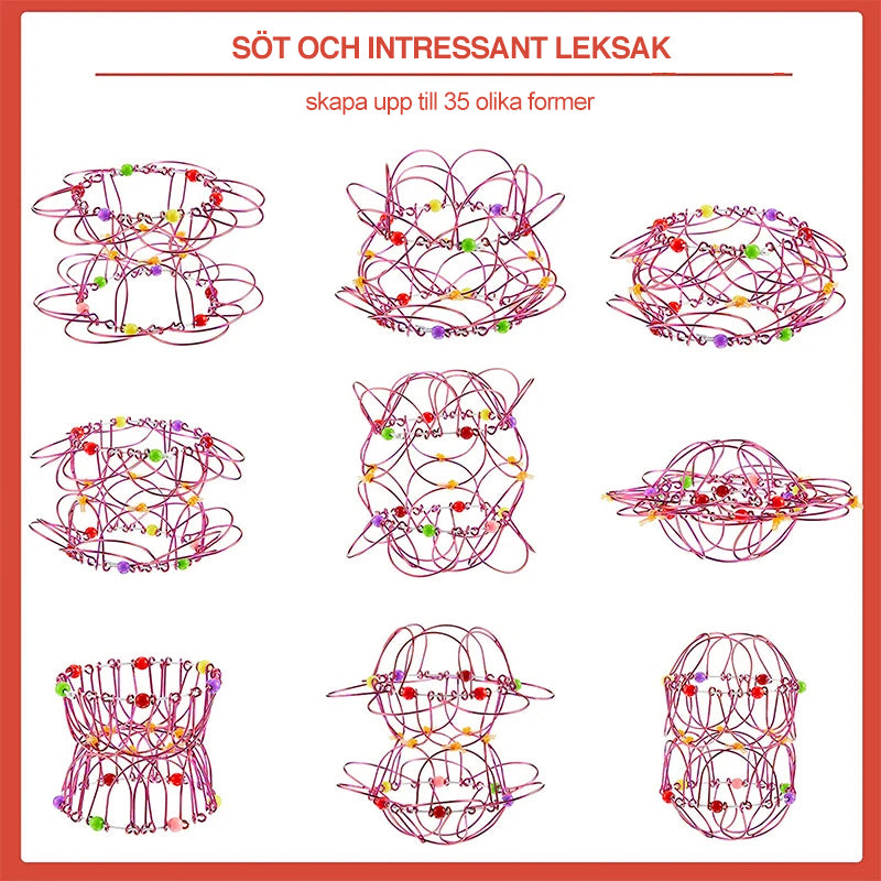 Magisk mandala blomkorg leksak med färgglada pärlor, flexibel med livfulla former och slående geometrisk design.