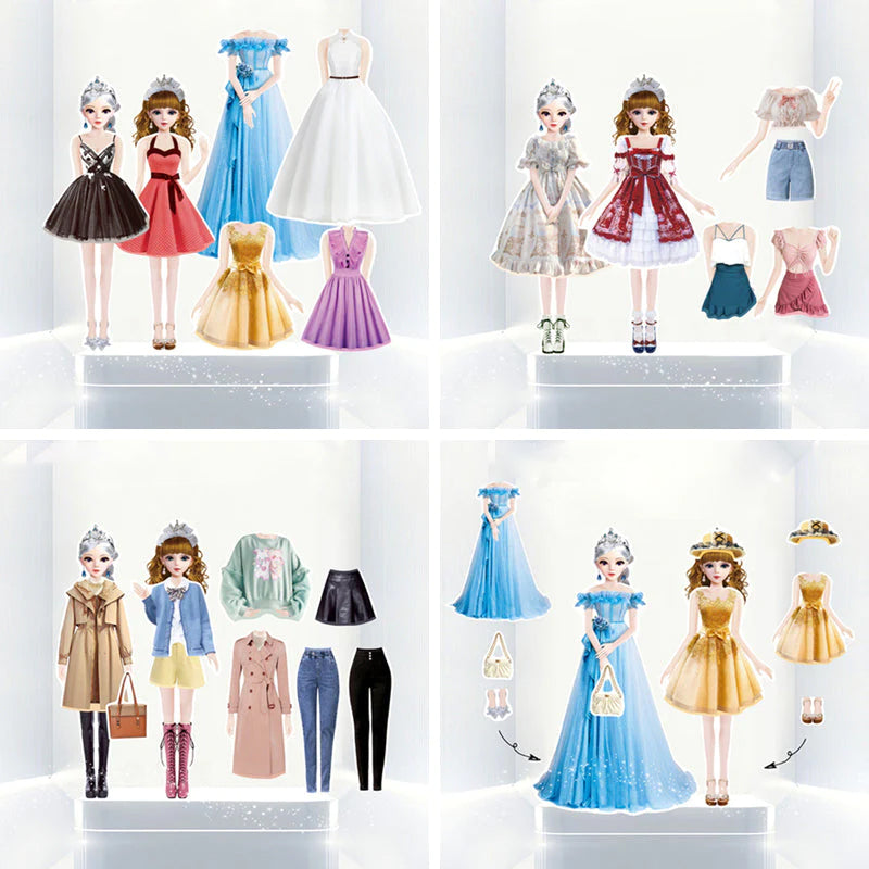 "Magnetisk klä upp-docka för barn, lättburen järnlåda, färgglada kläder och tillbehör, lekvänlig från 3 år."