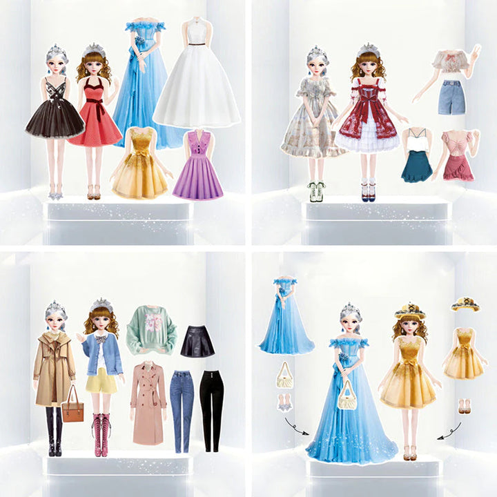 "Magnetisk klä upp-docka för barn, lättburen järnlåda, färgglada kläder och tillbehör, lekvänlig från 3 år."