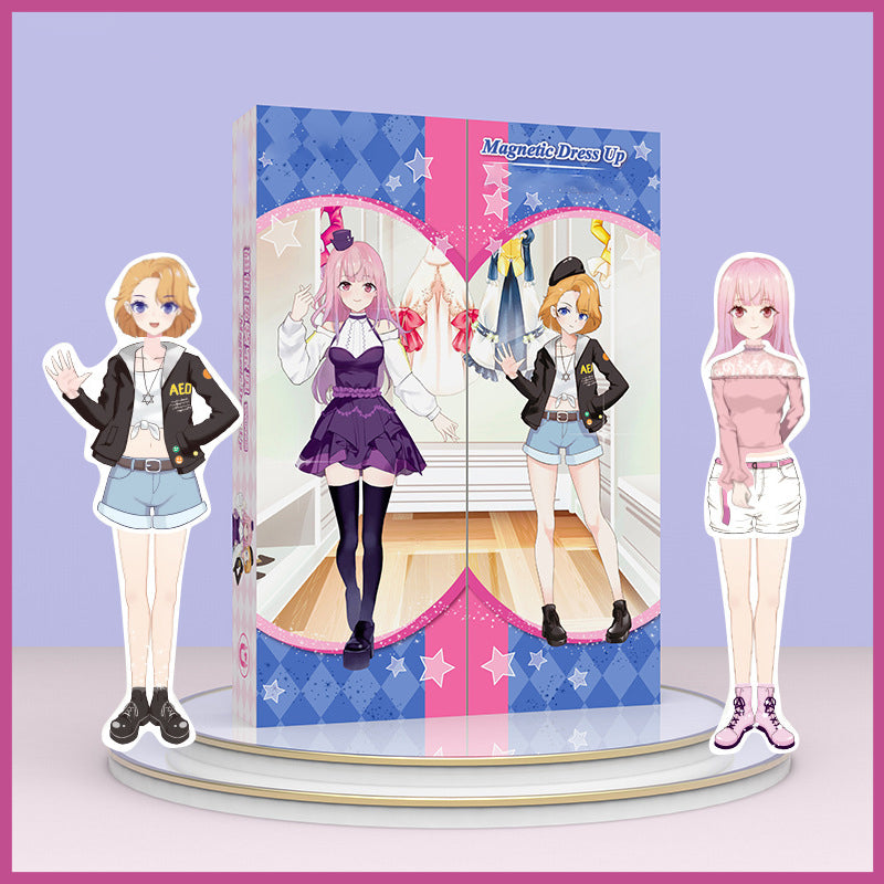 "Magnetisk klä upp-docka för barn, lättburen järnlåda, färgglada kläder och tillbehör, lekvänlig från 3 år."