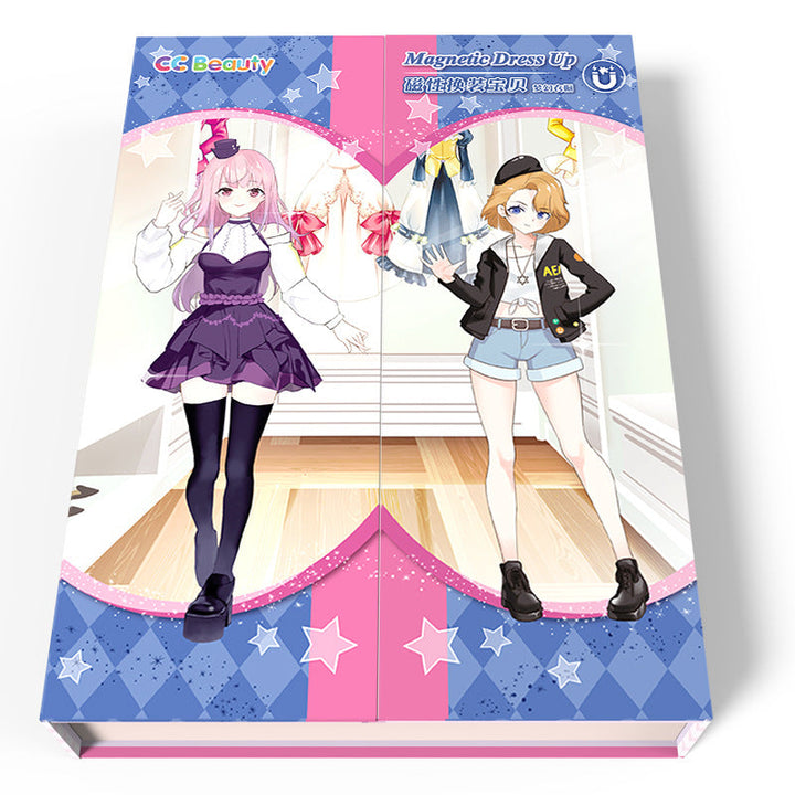 "Magnetisk klä upp-docka för barn, lättburen järnlåda, färgglada kläder och tillbehör, lekvänlig från 3 år."