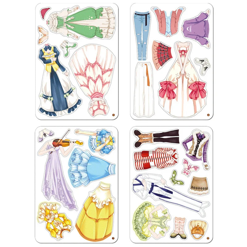 "Magnetisk klä upp-docka för barn, lättburen järnlåda, färgglada kläder och tillbehör, lekvänlig från 3 år."