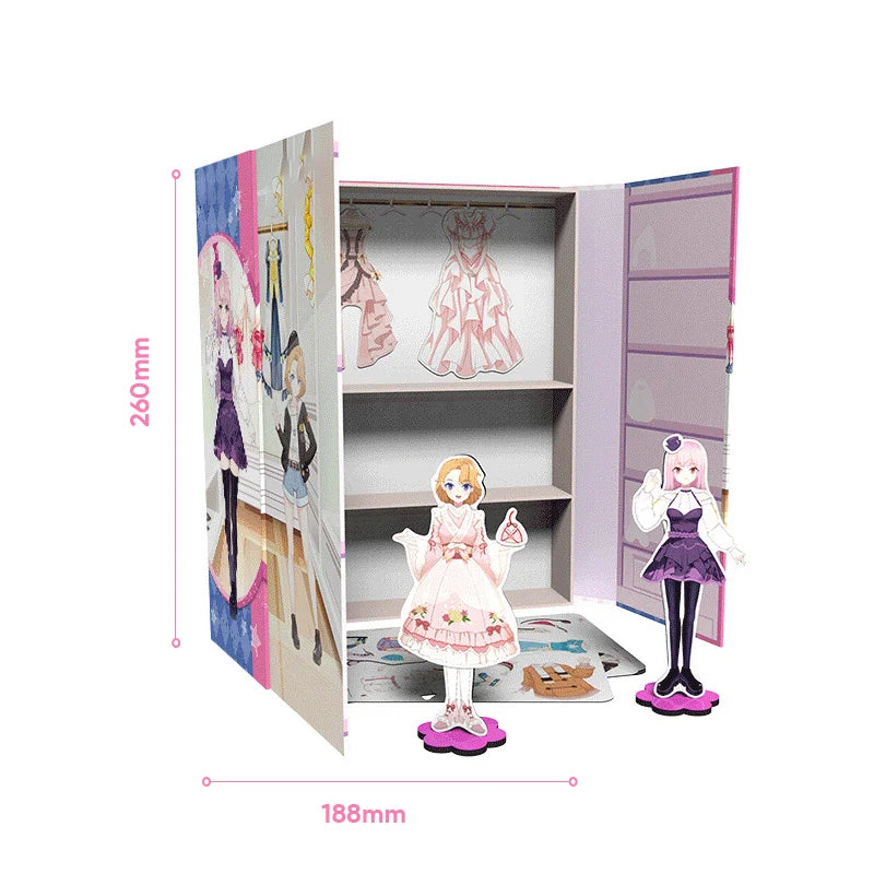 "Magnetisk klä upp-docka för barn, lättburen järnlåda, färgglada kläder och tillbehör, lekvänlig från 3 år."