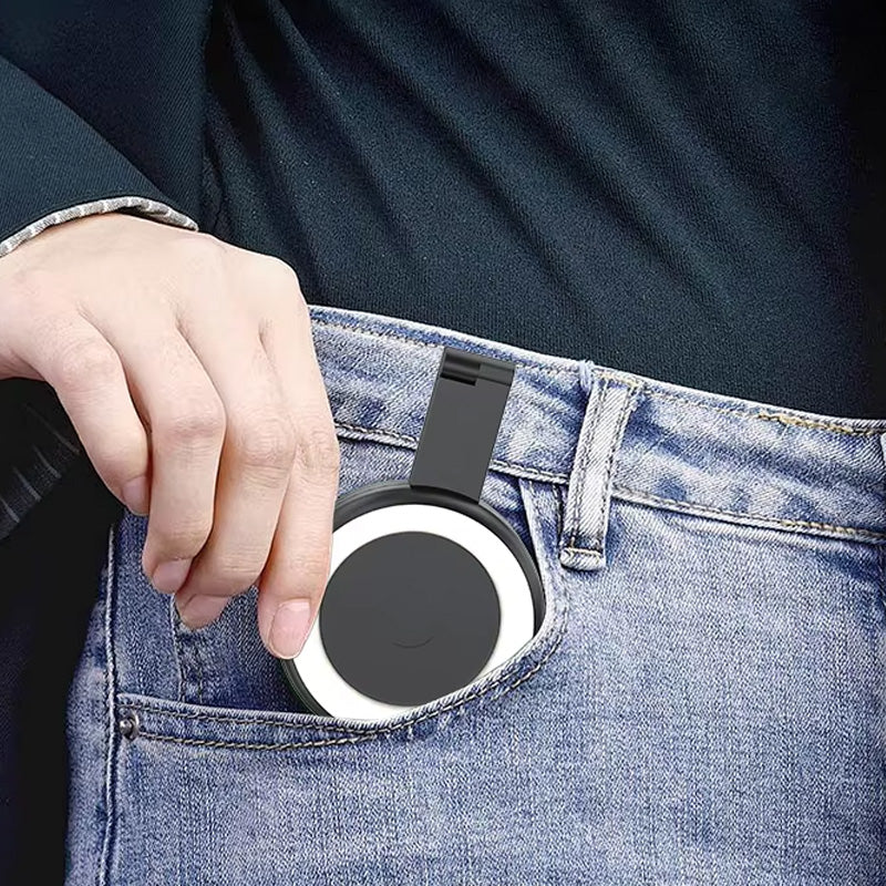 "Magnetisk selfiepinne med stativ, svart och vit, med teleskopisk design och 360° rotation för stabil och flexibel foto"