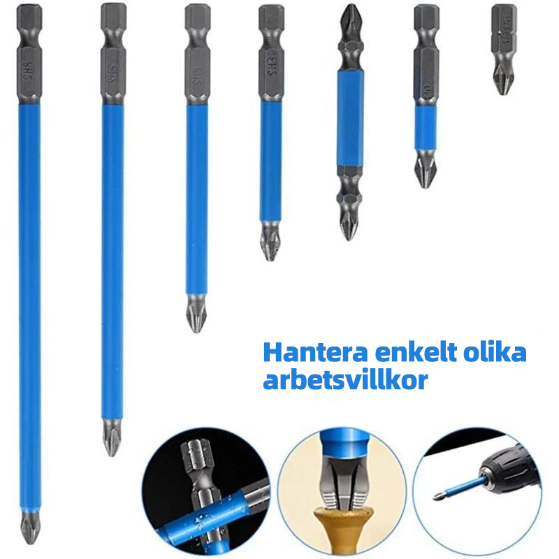 "Magnetiska skruvbits i S2 stål, silver och blå färg, med magnetiskt huvud för trä- och maskinreparationer, set om 7-21."