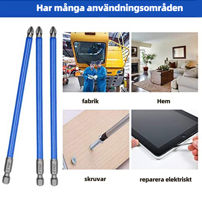 "Magnetiska skruvbits i S2 stål, silver och blå färg, med magnetiskt huvud för trä- och maskinreparationer, set om 7-21."