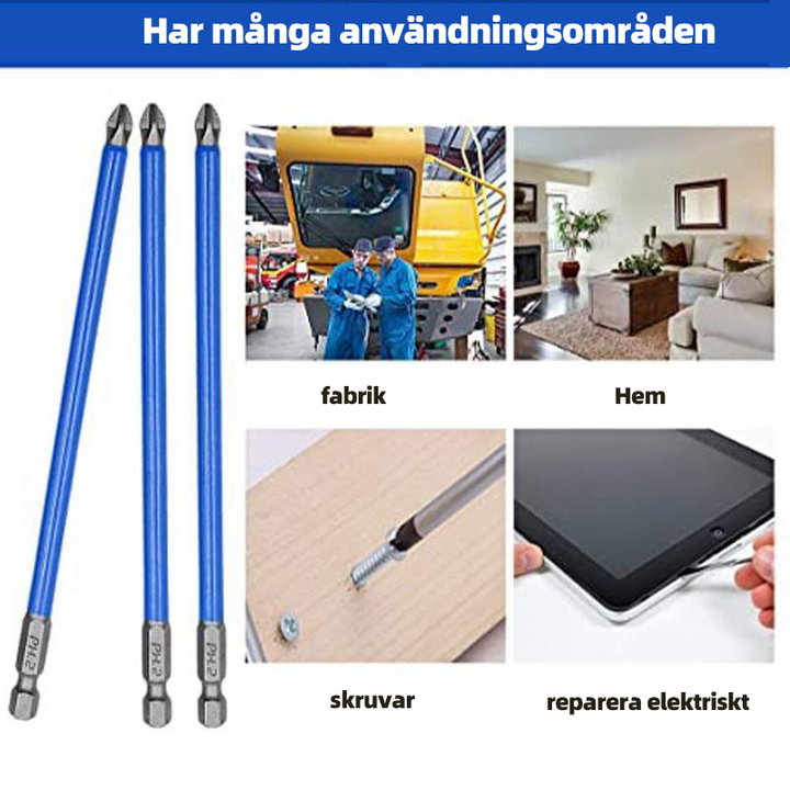 "Magnetiska skruvbits i S2 stål, silver och blå färg, med magnetiskt huvud för trä- och maskinreparationer, set om 7-21."