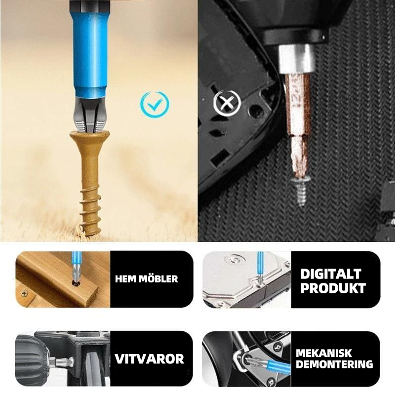 "Magnetiska skruvbits i S2 stål, silver och blå färg, med magnetiskt huvud för trä- och maskinreparationer, set om 7-21."
