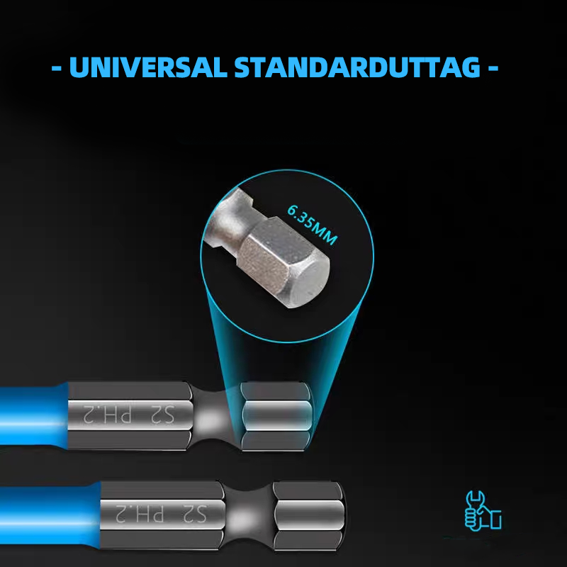 "Magnetiska skruvbits i S2 stål, silver och blå färg, med magnetiskt huvud för trä- och maskinreparationer, set om 7-21."