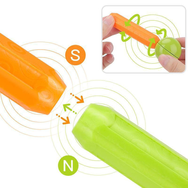 "Magnetiskt byggset för barn i pastellfärger med olika kreativa former och stora, förstärkta magneter för säker lek."