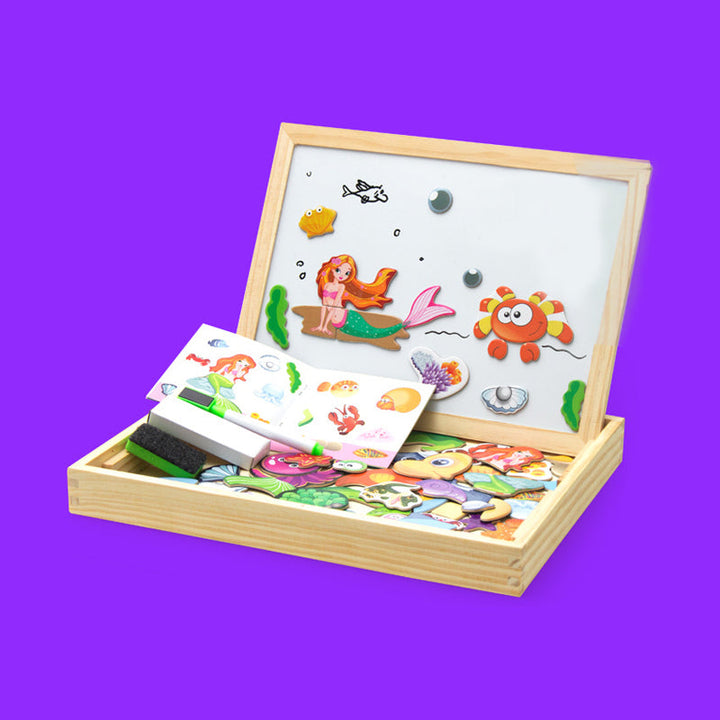 "Magnetiskt djurpussel ritbord för barn med målarverktyg och färgglada magneter, leksak för kreativ lek"