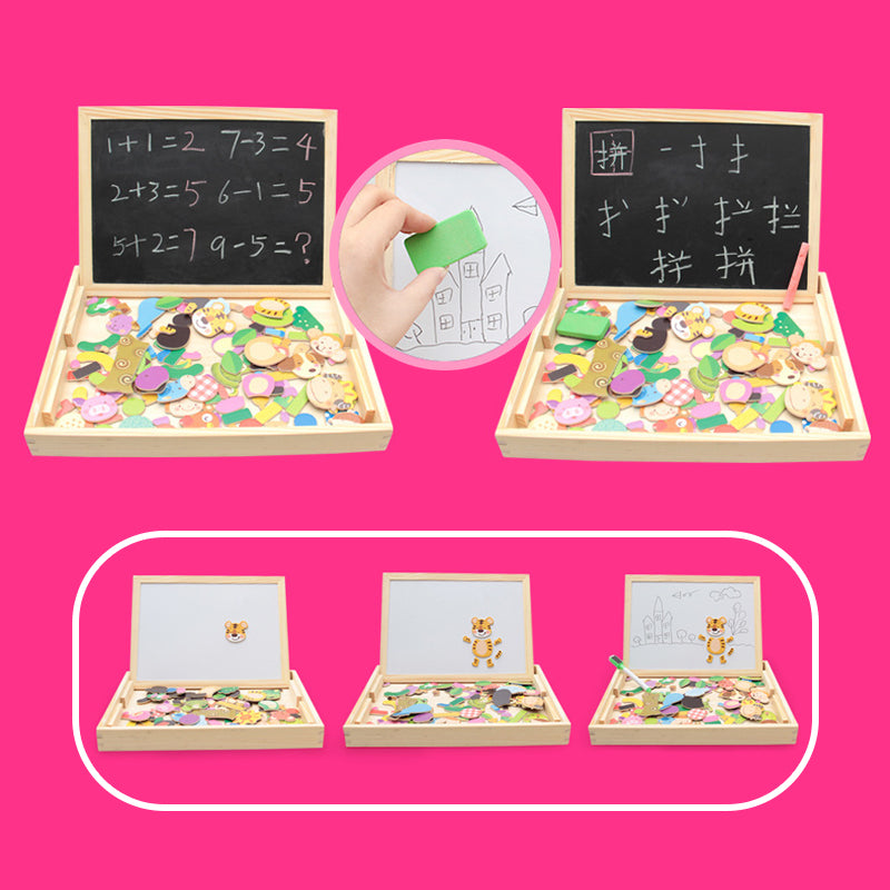 "Magnetiskt djurpussel ritbord för barn med målarverktyg och färgglada magneter, leksak för kreativ lek"