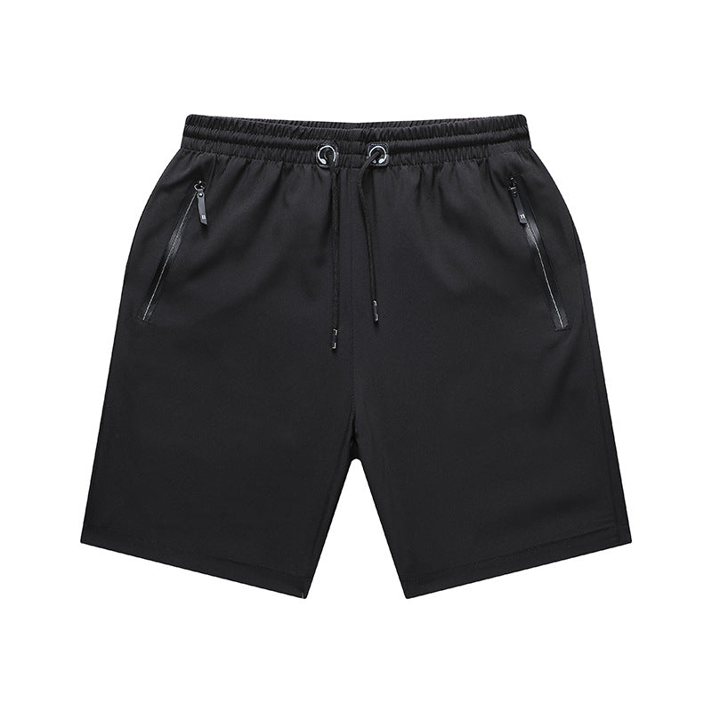 "Mäns snabbtorkande lätta träningsshorts i svart, grå och mörkblå. Elastisk midjeband och säker dragkedjeficka."