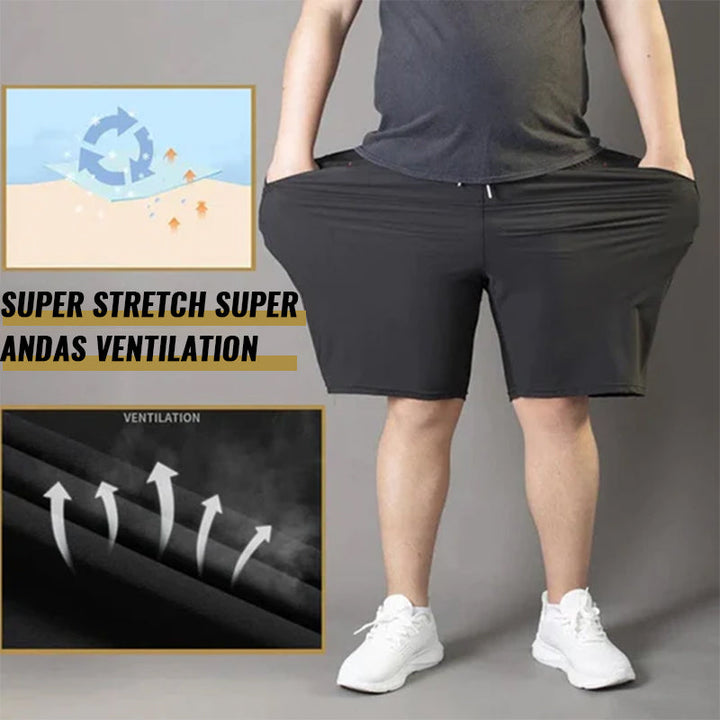 "Mäns snabbtorkande lätta träningsshorts i svart, grå och mörkblå. Elastisk midjeband och säker dragkedjeficka."