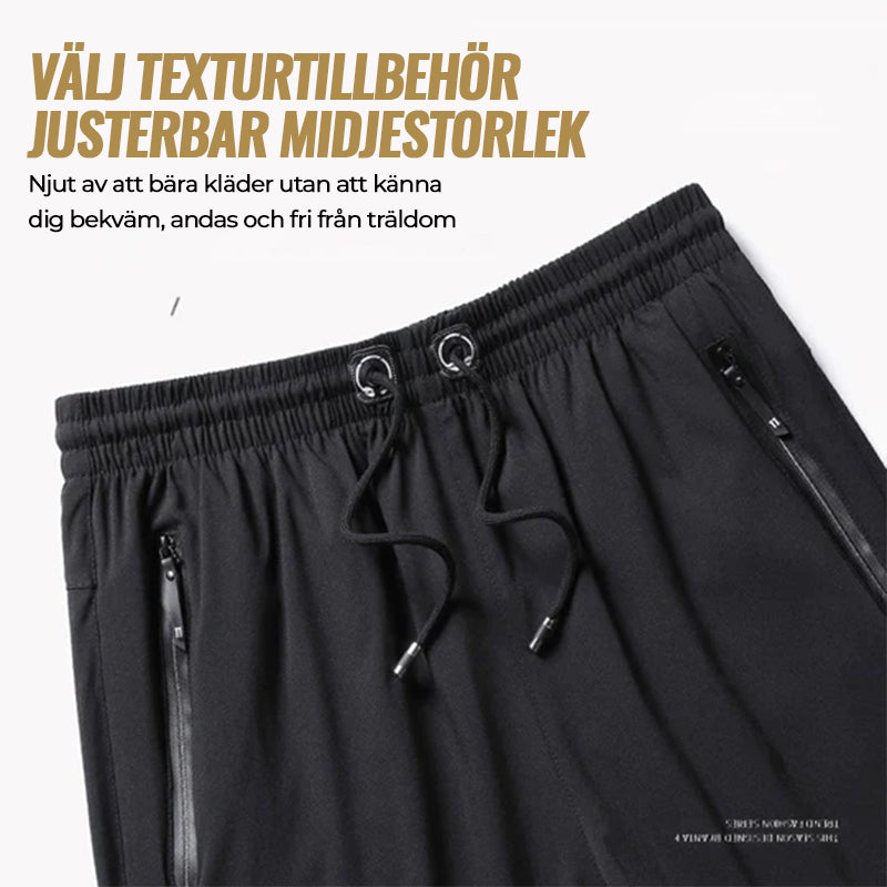 "Mäns snabbtorkande lätta träningsshorts i svart, grå och mörkblå. Elastisk midjeband och säker dragkedjeficka."