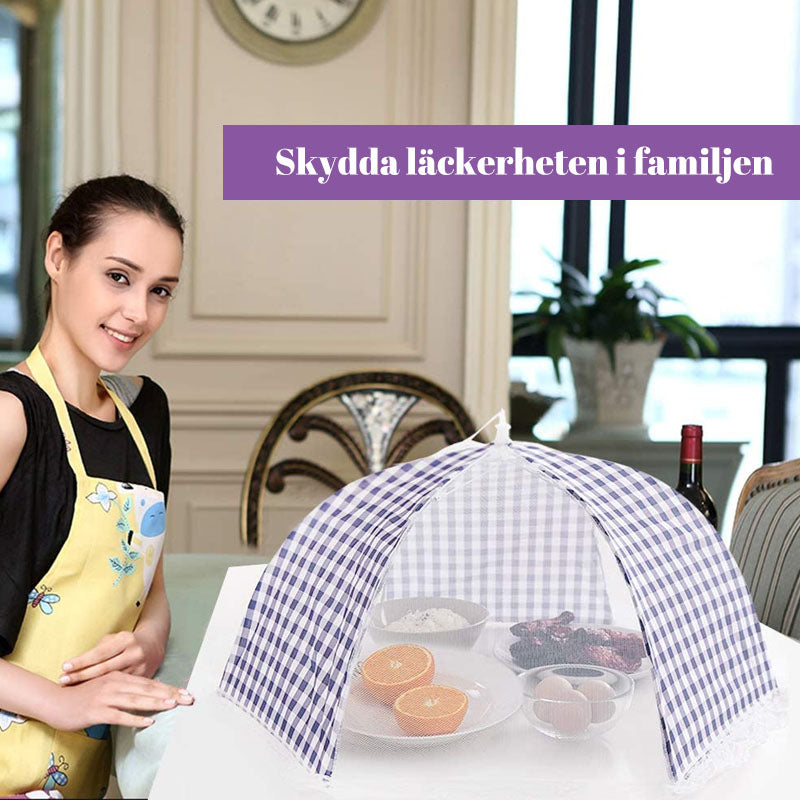 "Matparaplyöverdrag för köket, set om 2, hindrar insekter. Blå färg, elegant och funktionell design för utomhusbruk."