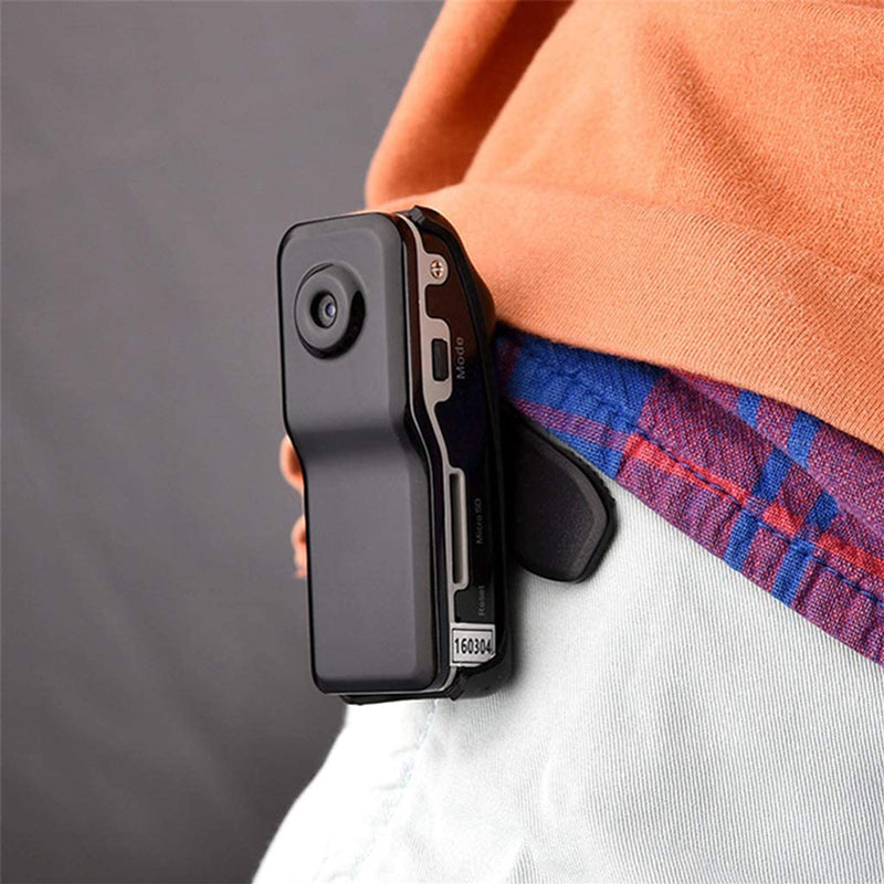 "MD80 mini fickkamera, liten och portabel, svart kompakt enhet med metallfinish för enkel videoinspelning och övervakning."