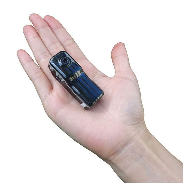 "MD80 mini fickkamera, liten och portabel, svart kompakt enhet med metallfinish för enkel videoinspelning och övervakning."