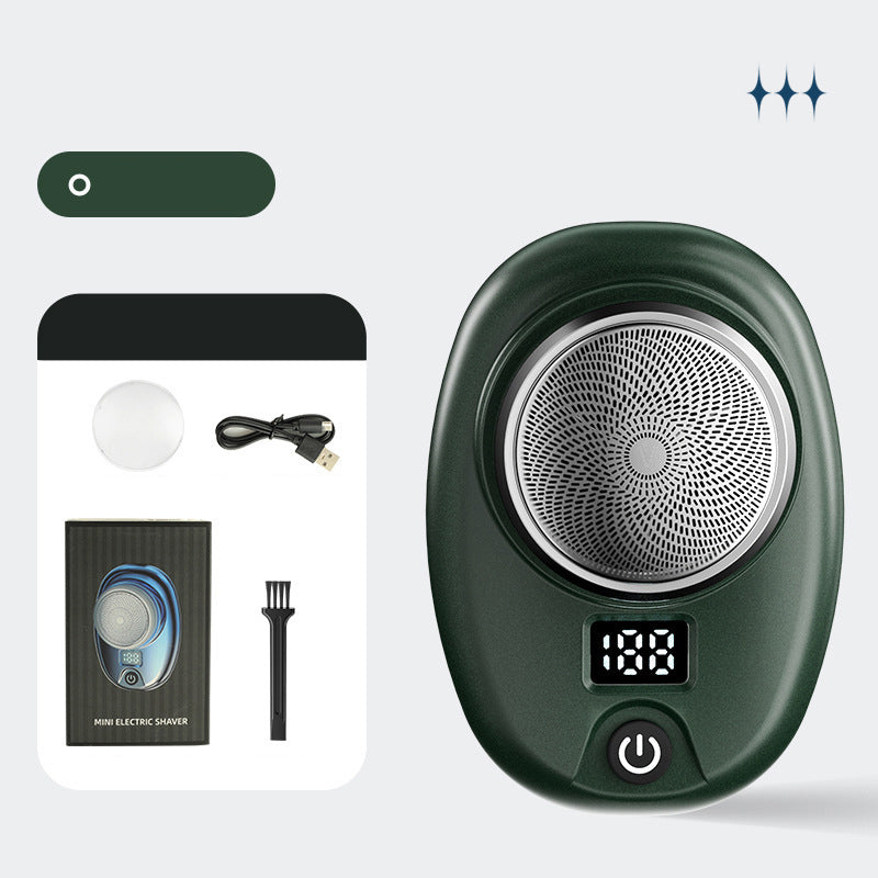 "Mini bärbar rakapparat i elegant design för män och kvinnor, kompakt och kraftig med 15 roterande blad."