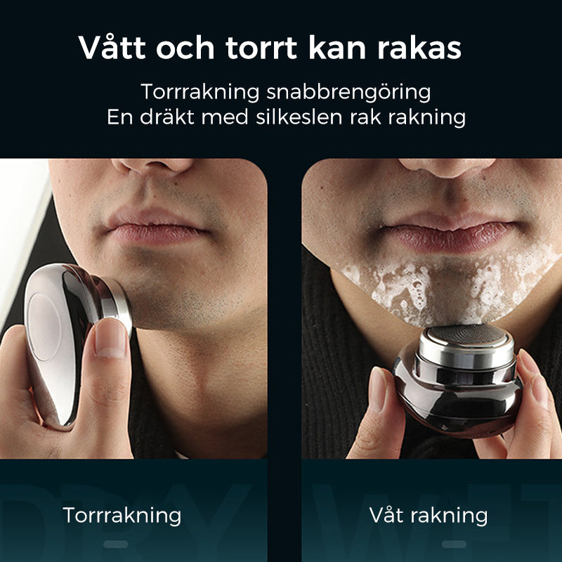 "Mini bärbar rakapparat i elegant design för män och kvinnor, kompakt och kraftig med 15 roterande blad."