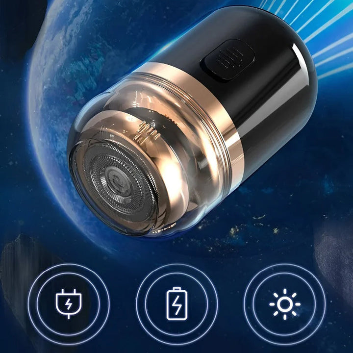 "Mini bärbar rakapparat med elegant design, kompakt storlek, dubbla ringblad och batteridriven funktion för både män & kvinno