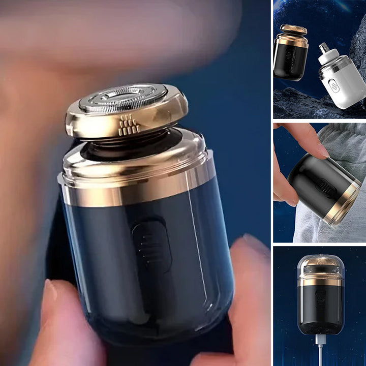 "Mini bärbar rakapparat med elegant design, kompakt storlek, dubbla ringblad och batteridriven funktion för både män & kvinno