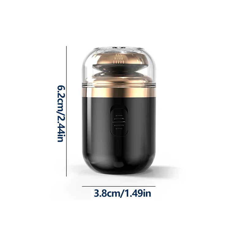 "Mini bärbar rakapparat med elegant design, kompakt storlek, dubbla ringblad och batteridriven funktion för både män & kvinno