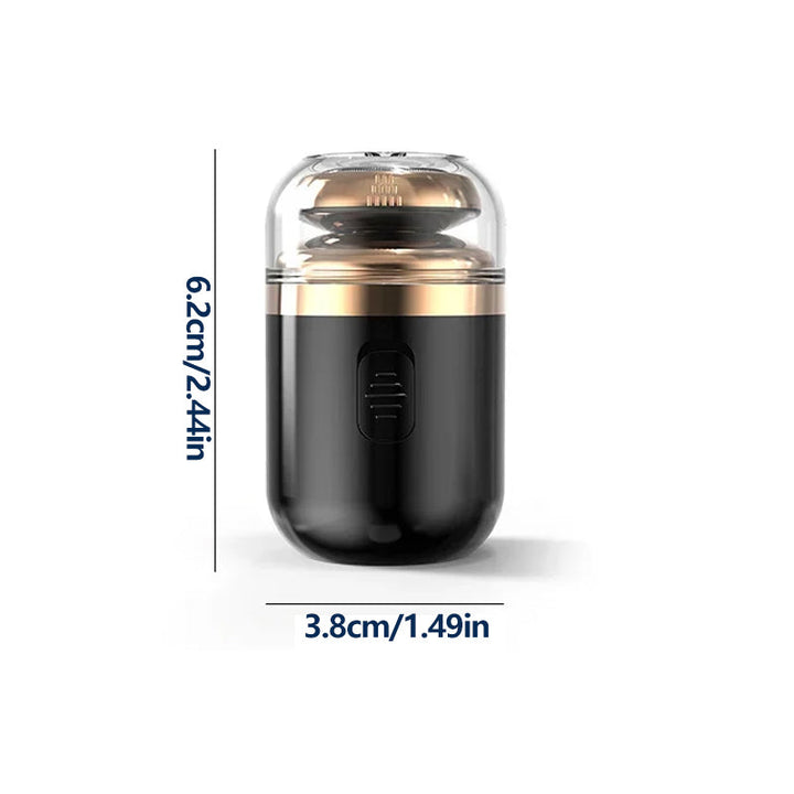 "Mini bärbar rakapparat med elegant design, kompakt storlek, dubbla ringblad och batteridriven funktion för både män & kvinno