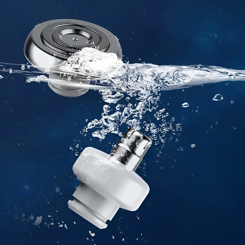 "Mini bärbar rakapparat med elegant design, kompakt storlek, dubbla ringblad och batteridriven funktion för både män & kvinno