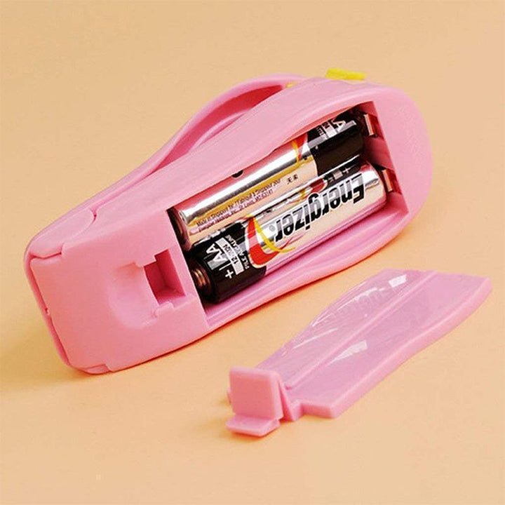 "Mini bärbar värmeförsegling för hushåll, blå, rosa, grön, gul, kompakt, magnetisk bas, matbevarande, enkel att använda."