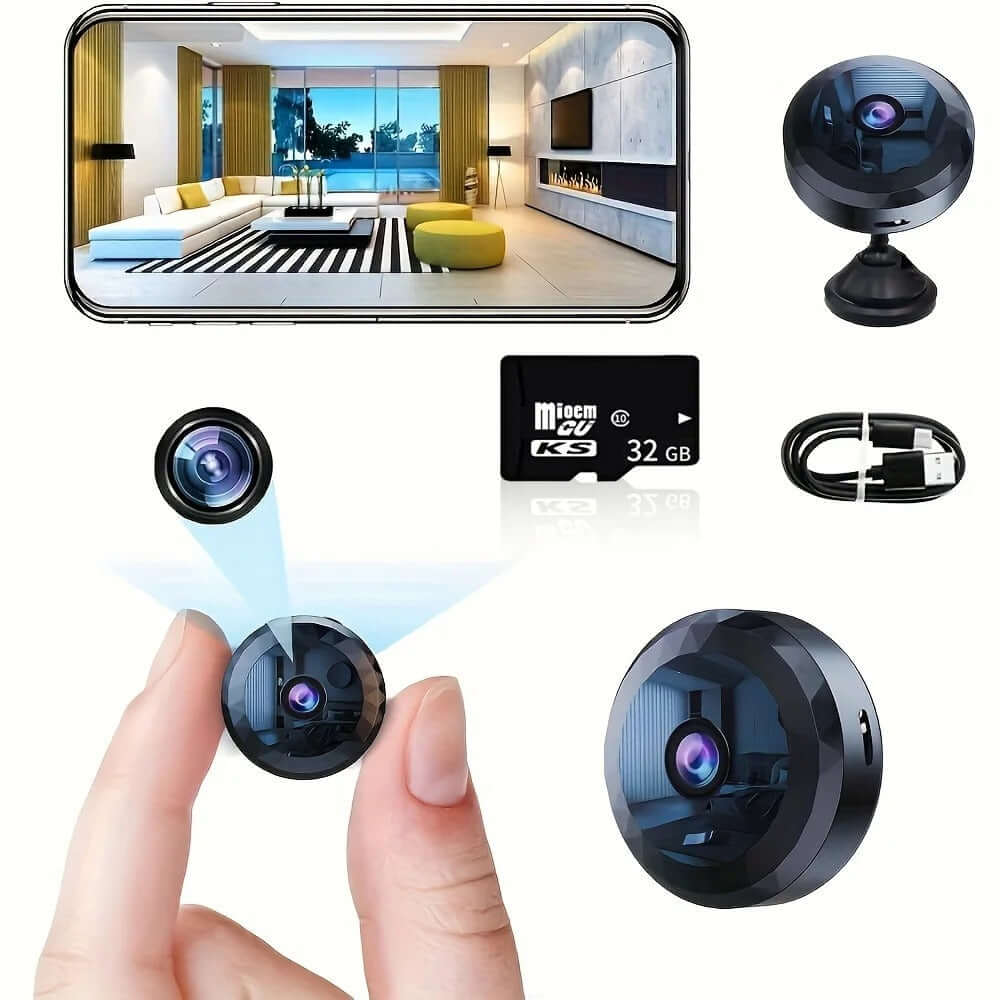 Mini WiFi - Kamera 1080P HD med Mörkerseende och Rörelsevarningar - Glowseva