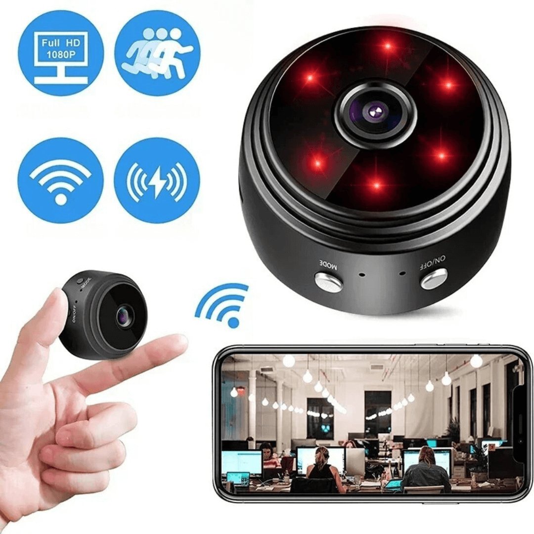 Mini WiFi - Kamera 1080P HD med Mörkerseende och Rörelsevarningar - Glowseva