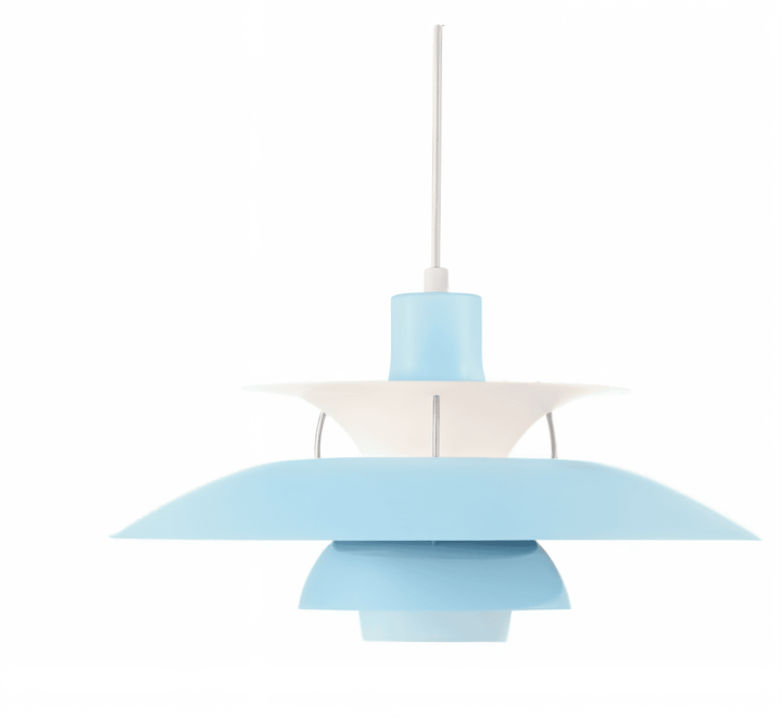 "Minimalistisk nordisk taklampa i metall, blått/grått, rund design, för elegant modern belysning i hemmet."