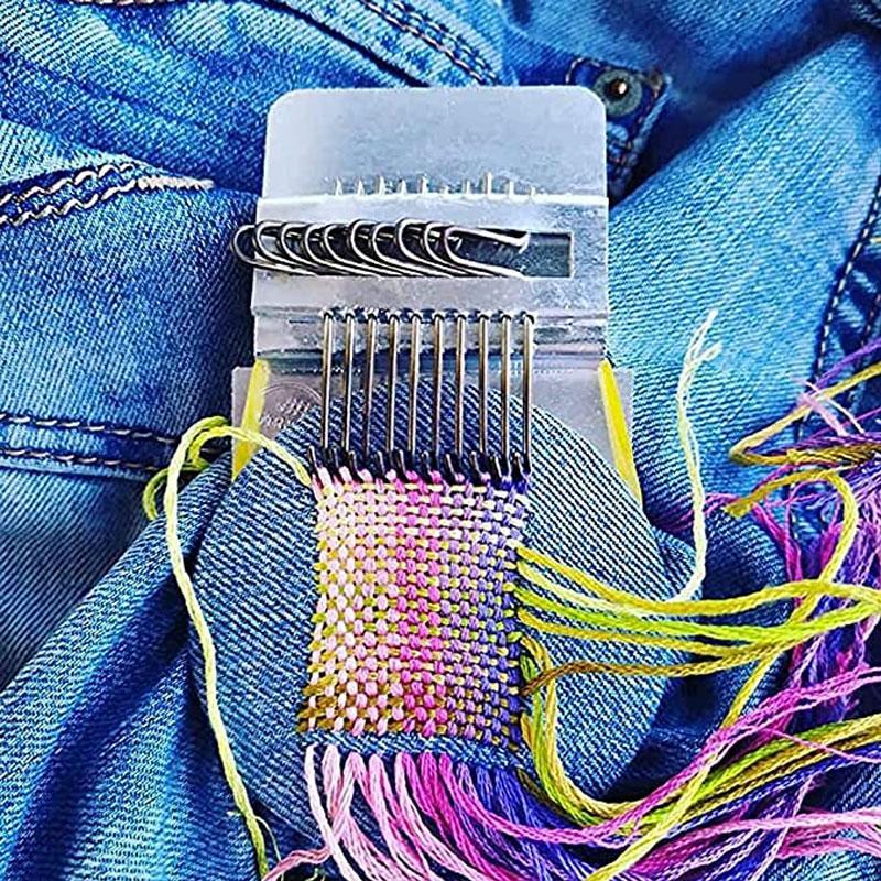 "Minivävningsverktyg med metallkrokar och träbräda, perfekt för DIY-projekt och klädreparation, 45g, lättanvänt."