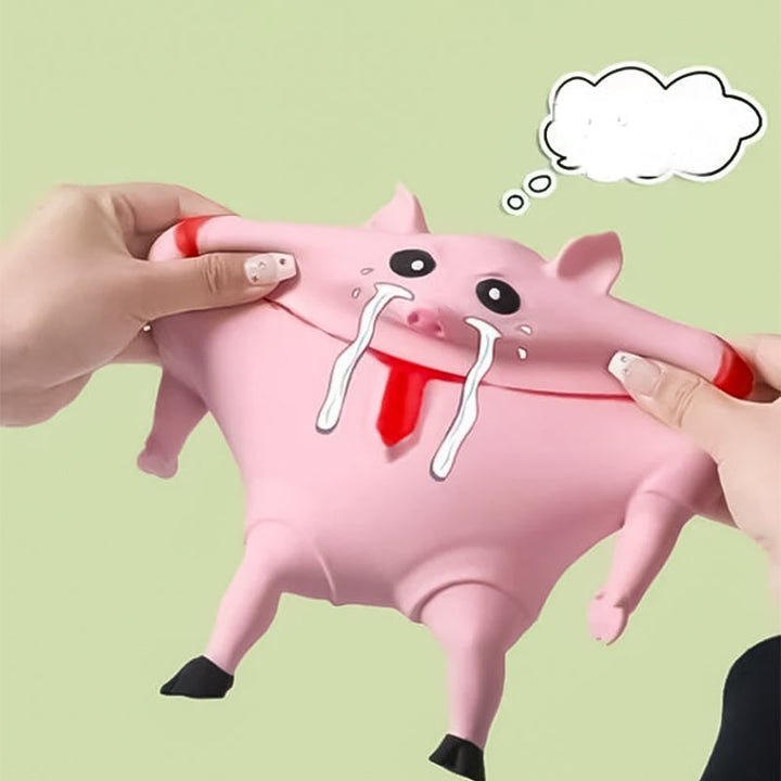 "Mjuk rosa gris leksak för avstressning, perfekt för barn och vuxna, visad i en söt pose mot ljus bakgrund."