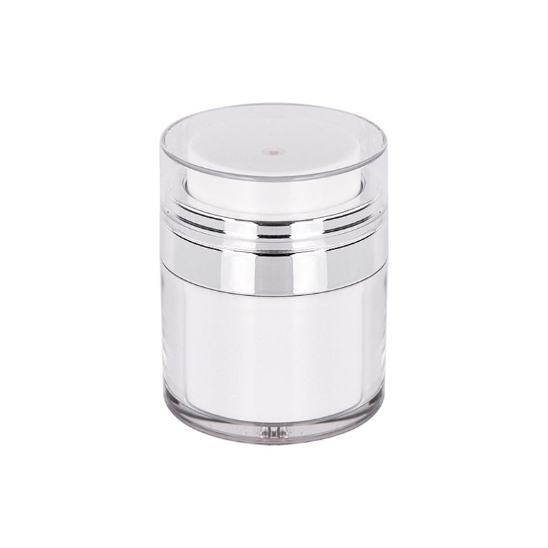 "Modern dispenserbehållare och maskborste i plast och silikon, perfekt för resor och daglig användning."