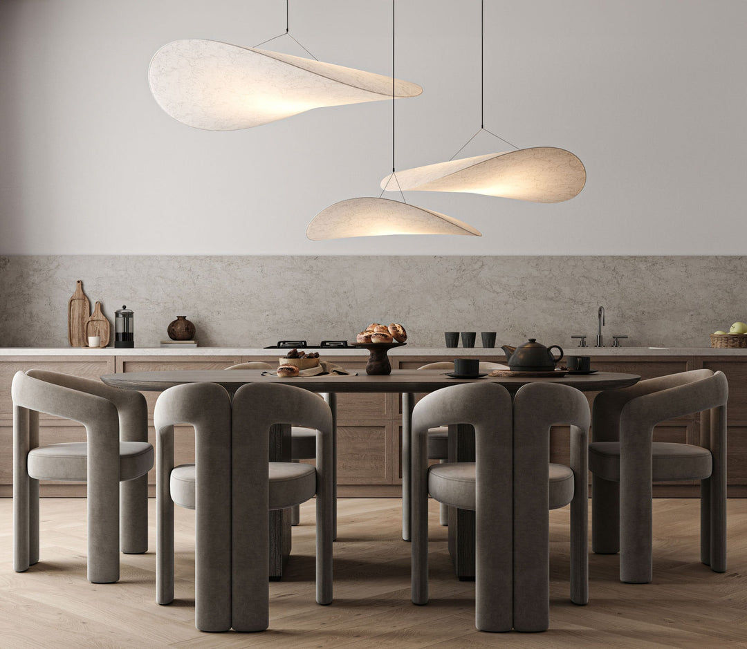 "Modern LED taklampa i molnform med justerbar längd, elegant belysning för hemmet, dimbar och tillverkad av hållbart material