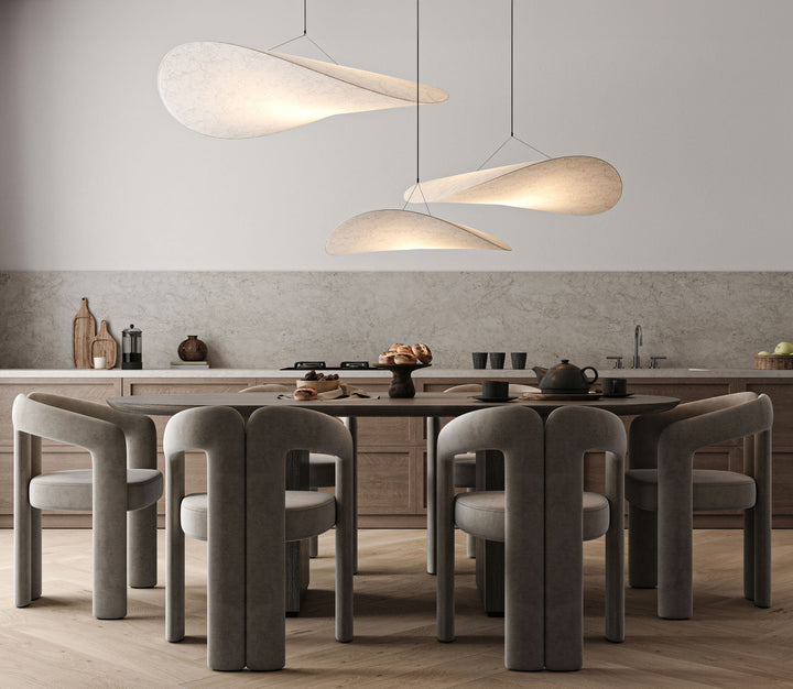 "Modern LED taklampa i molnform med justerbar längd, elegant belysning för hemmet, dimbar och tillverkad av hållbart material