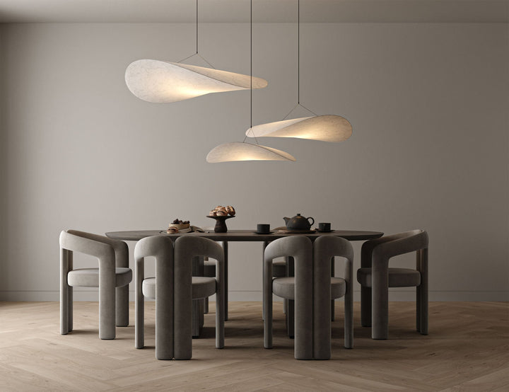 "Modern LED taklampa i molnform med justerbar längd, elegant belysning för hemmet, dimbar och tillverkad av hållbart material